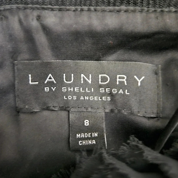 Laundry Shelli Segal Fit Flare Dress Black Floral Rosette Sleeveless Zip Back - Picture 7 of 8